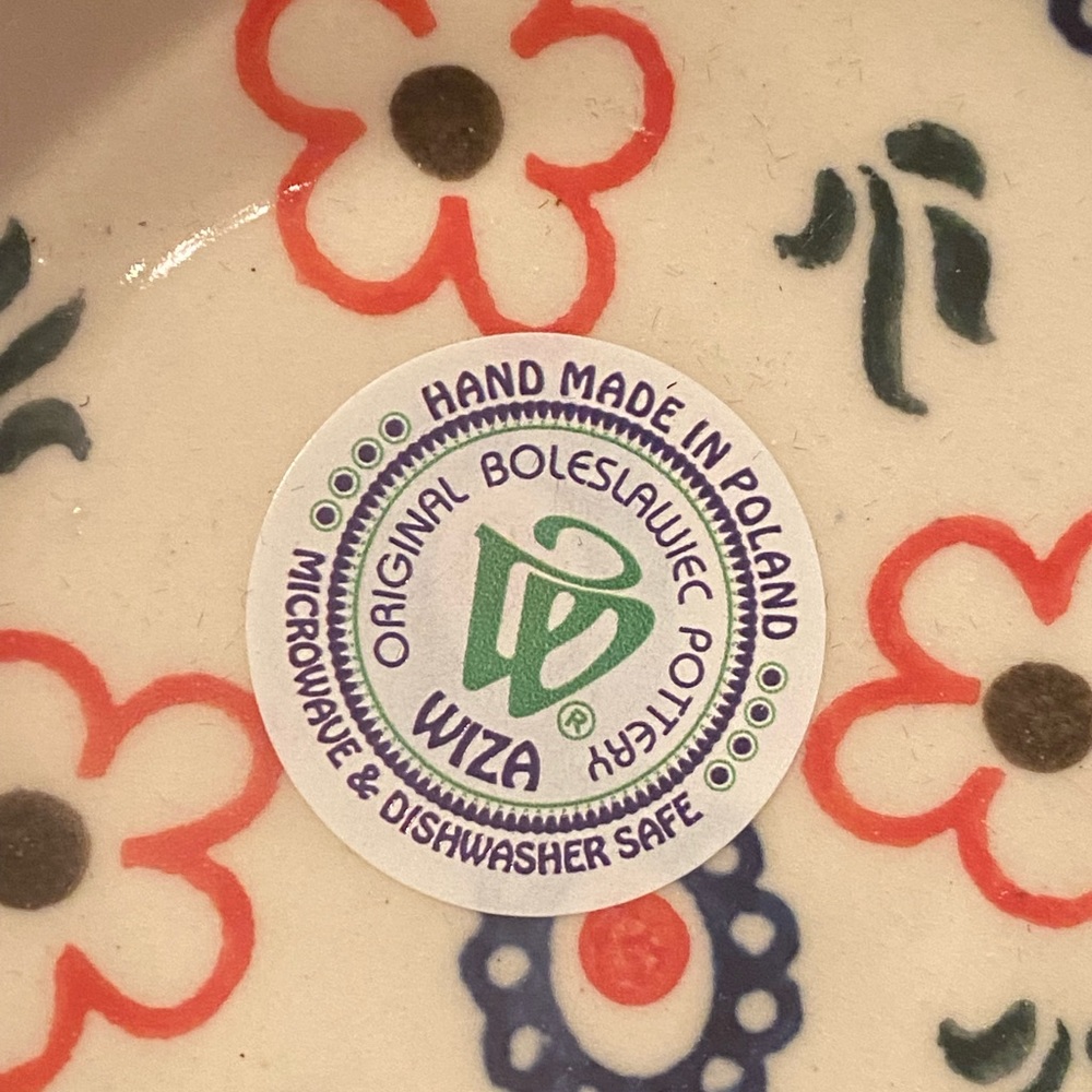 NWT Wiza Boleslawiec Polish Pottery Spoon Rest Signed Poland Red Daisies - Picture 4 of 7